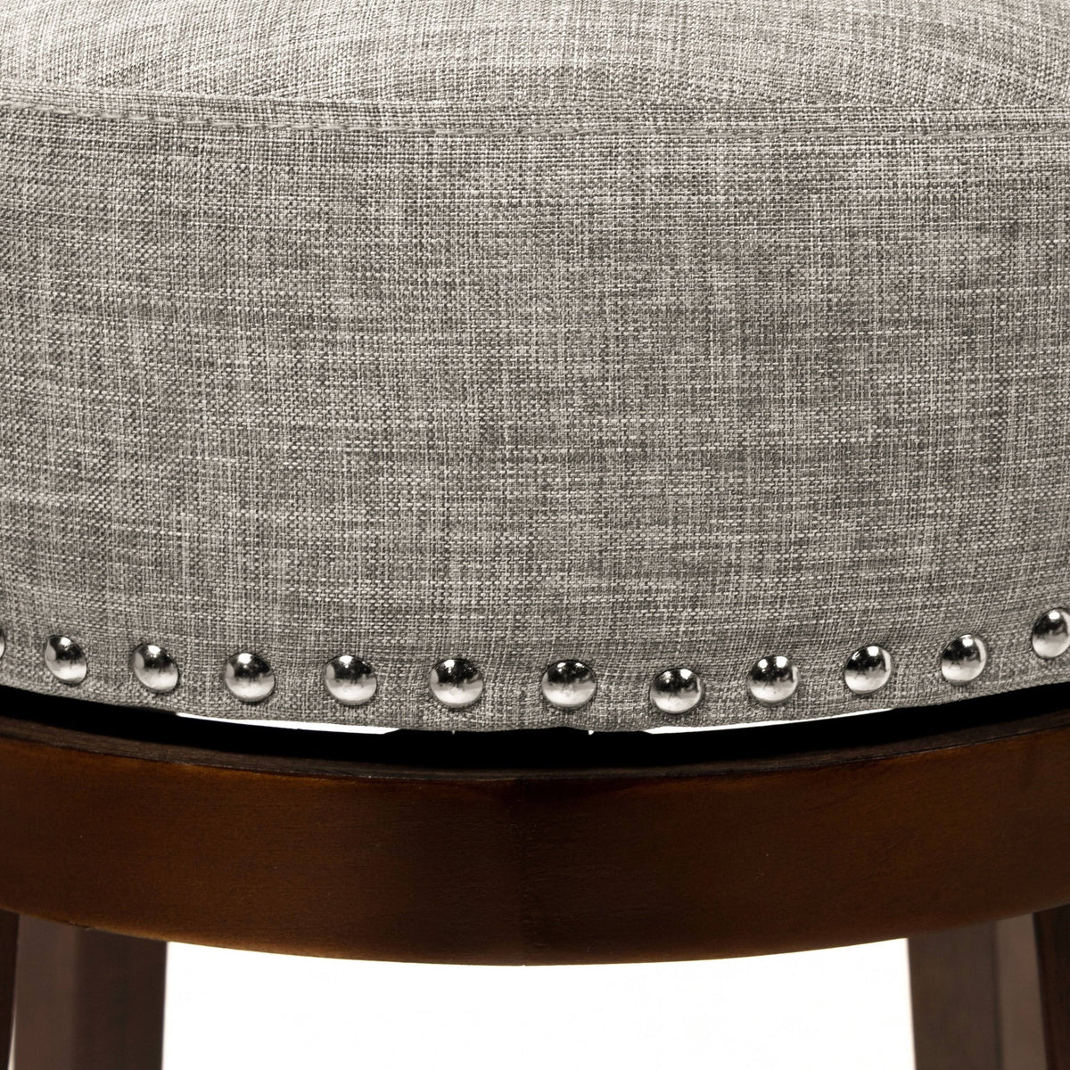 Grey Nailhead Swivel Barstool Set of 2 P13714