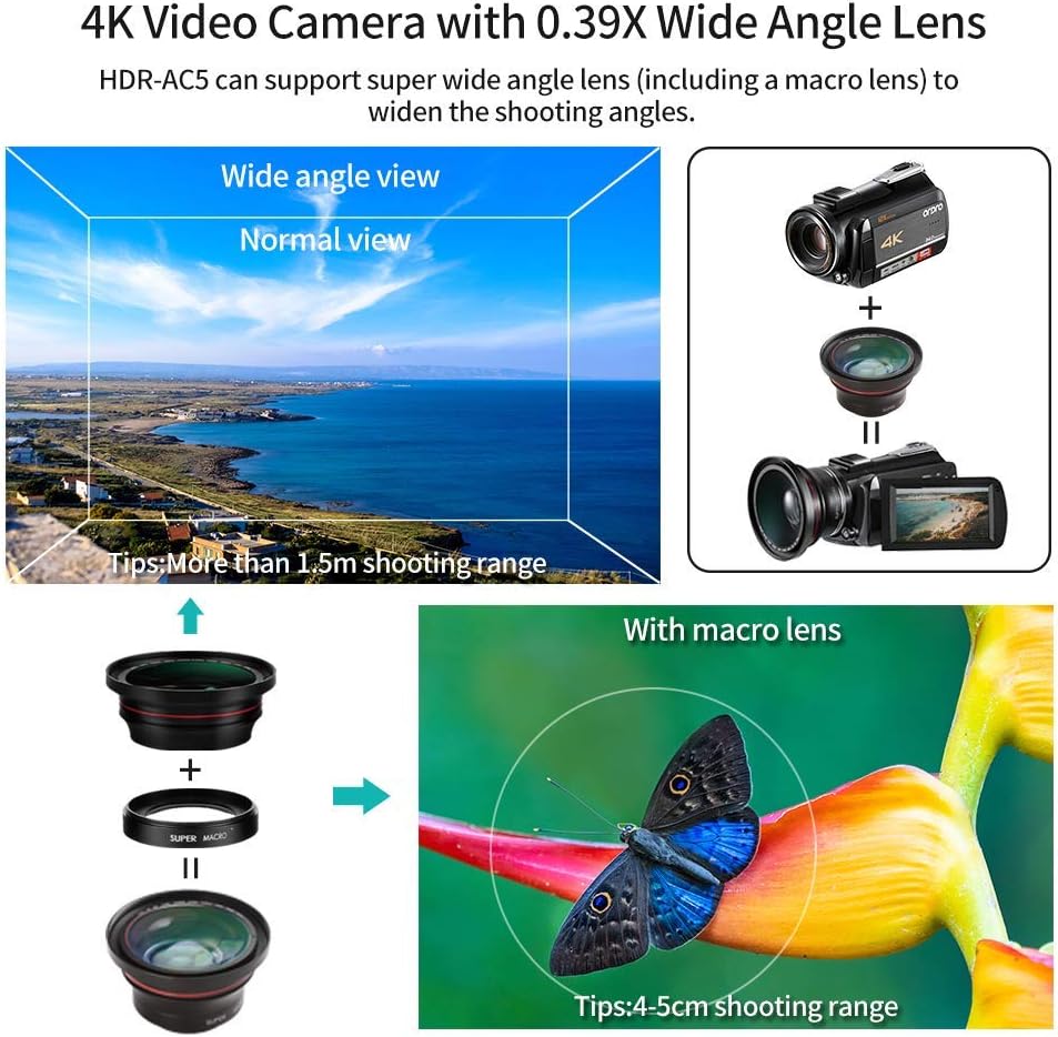 4K Video Camera Camcorder with 12x Optical Zoom Z7098