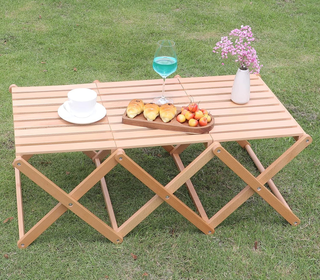 Folding Wood Camping Table Shelf G354
