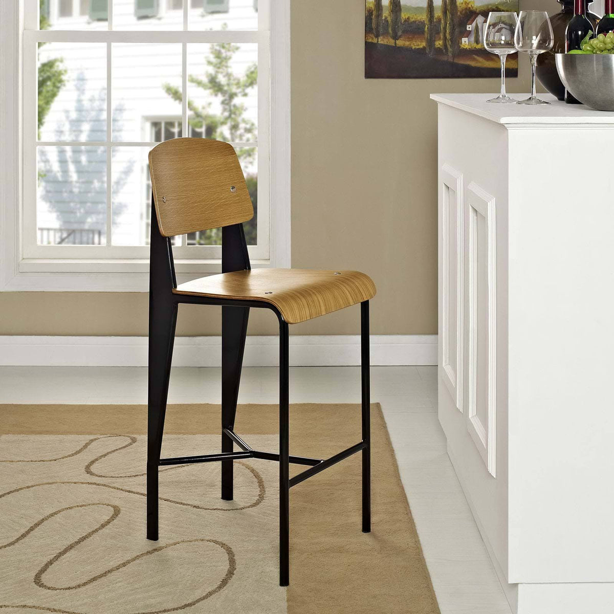 Walnut Black Counter Stool E7128