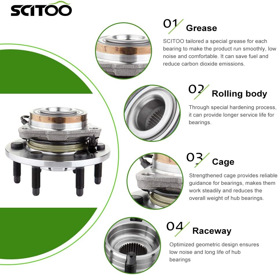 Wheel Bearing Assembly Hub 2 Set 6 Lugs with ABS V55256