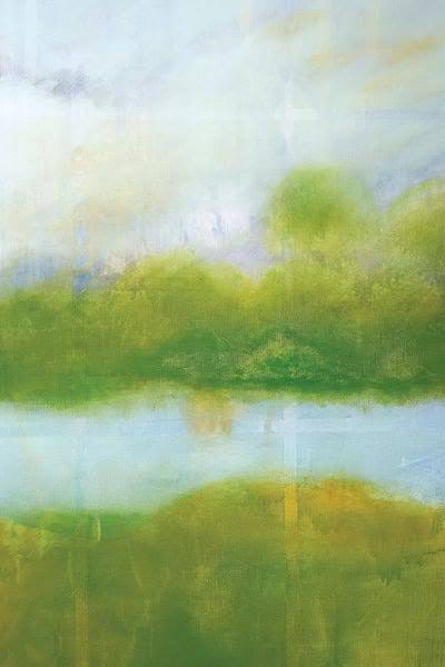 Framed Canvas Art White Floating Frame Purple and Green Landscape F2288