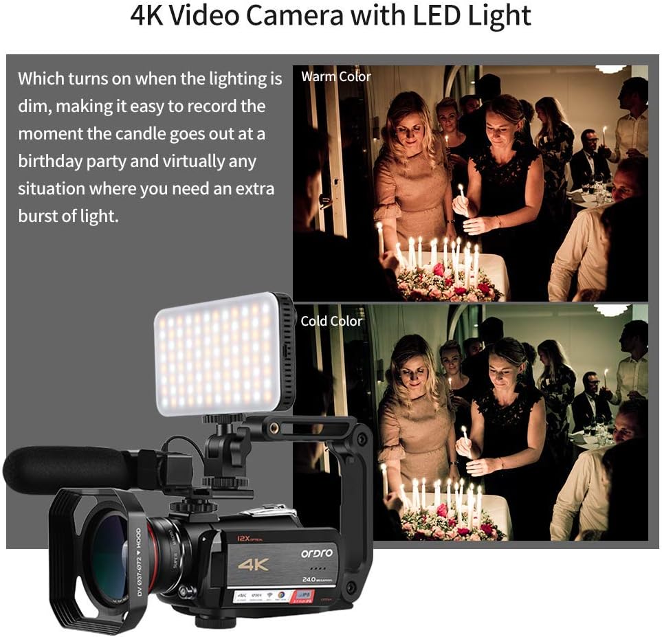 4K Video Camera Camcorder with 12x Optical Zoom Z7098