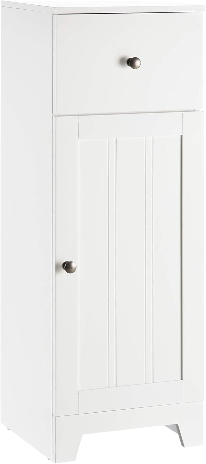 Small White Bathroom Floor Storage Cabinet with 1 Drawer X4890
