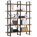 Industrial 5 Tier Wood and Metal Bookshelf G725