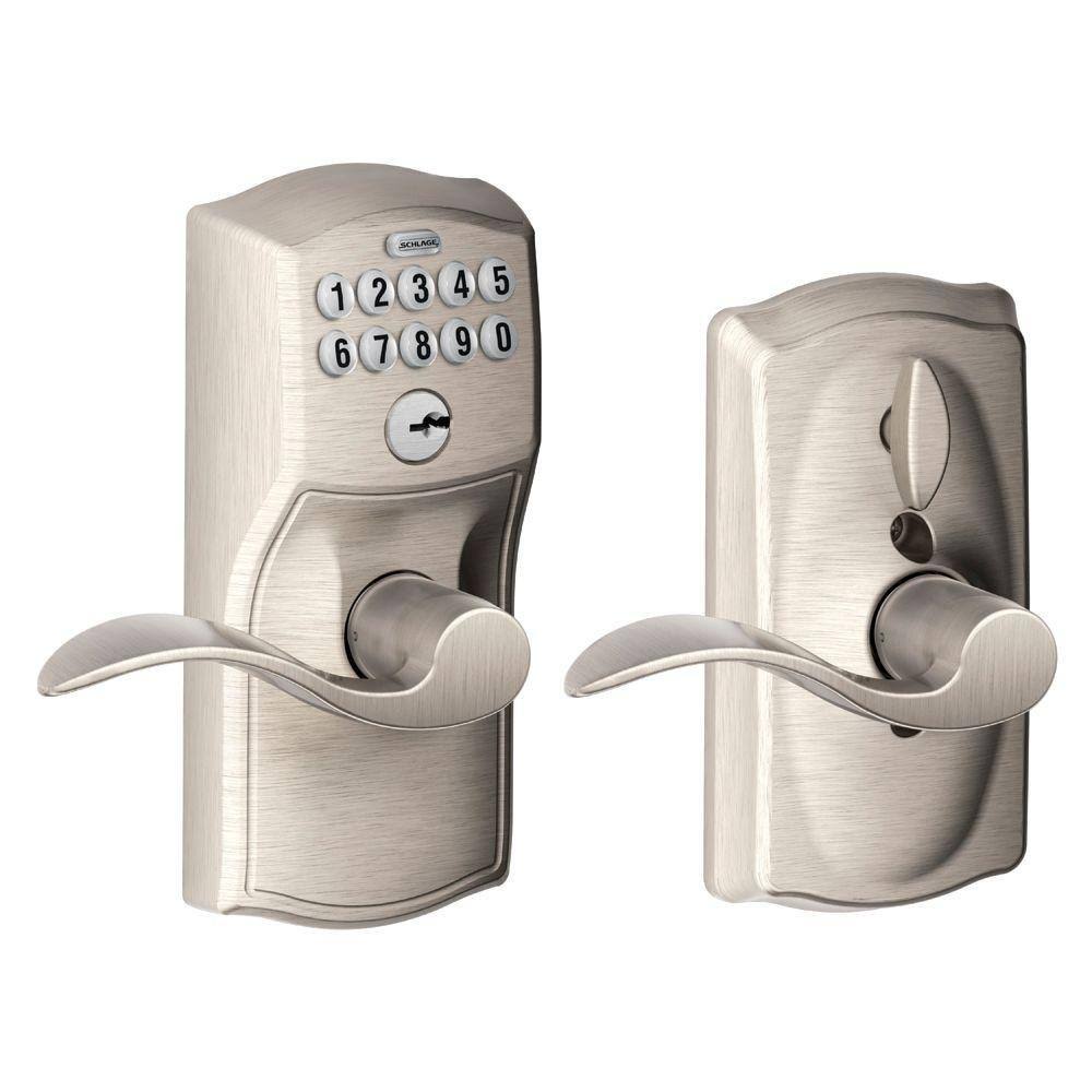 Keypad Entry with Flex-Lock and Accent Levers, Satin Nickel H5213