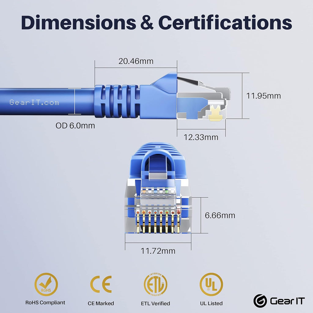 Cat 6 Ethernet Cable 1 ft 100-Pack Blue D5579