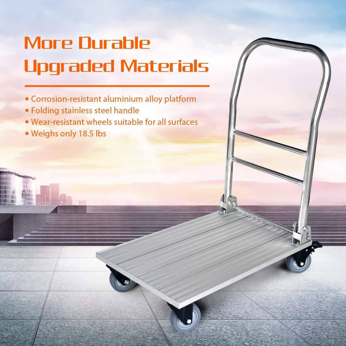 Folding Aluminum Platform Truck Cart with Swivel Wheels W9812
