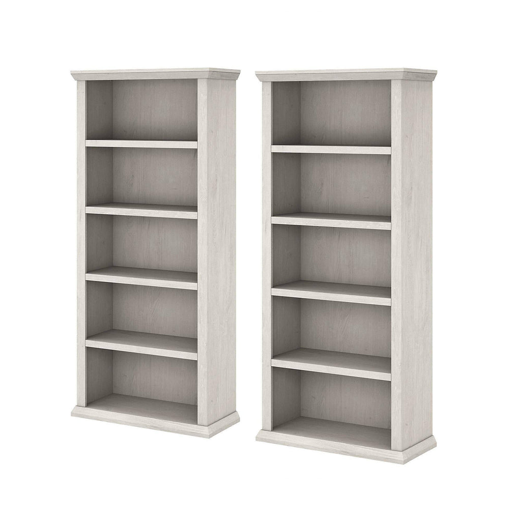 White Oak 5 Shelf Bookcase Set of 2 J54153