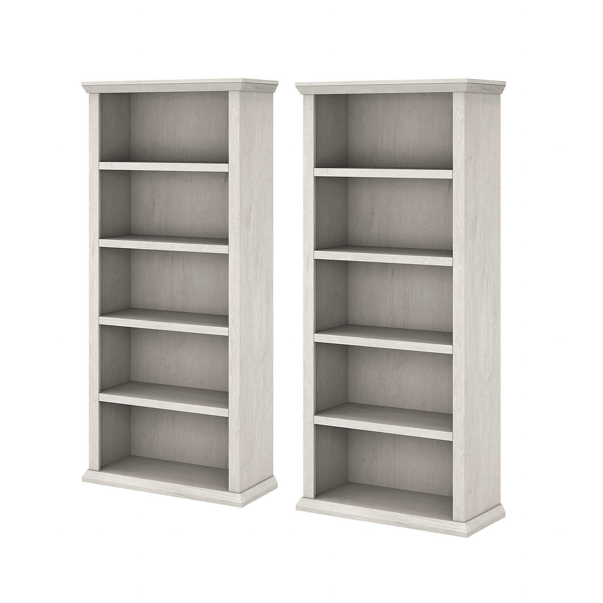 White Oak 5 Shelf Bookcase Set of 2 J54153