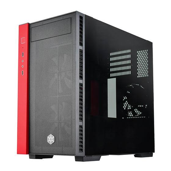 Micro-ATX Case with Tempered Glass Side Panel RGB Fans Black & Red A144