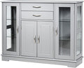 Gray Dining Sideboard Buffet with Glass Door P19526