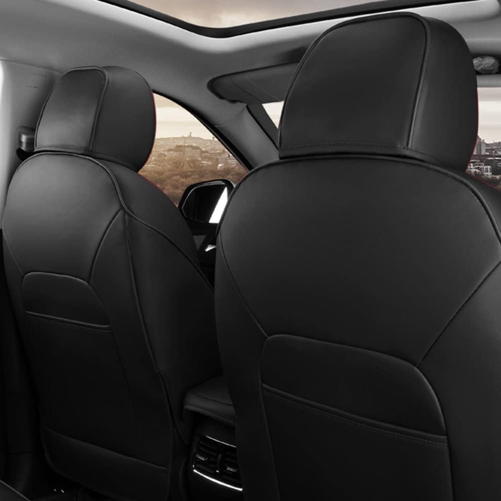 Faux Leather Car Seat Covers Full Set Black Y56608