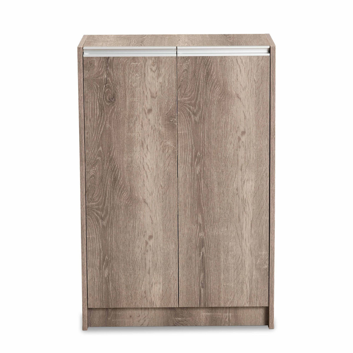 Weathered Oak Finished Wood 2-Door Shoe Cabinet I9964