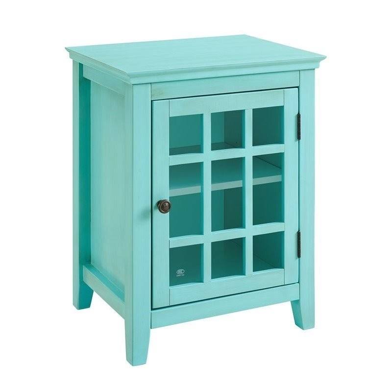 Antique Single Door Curio Cabinet in Turquoise N653352