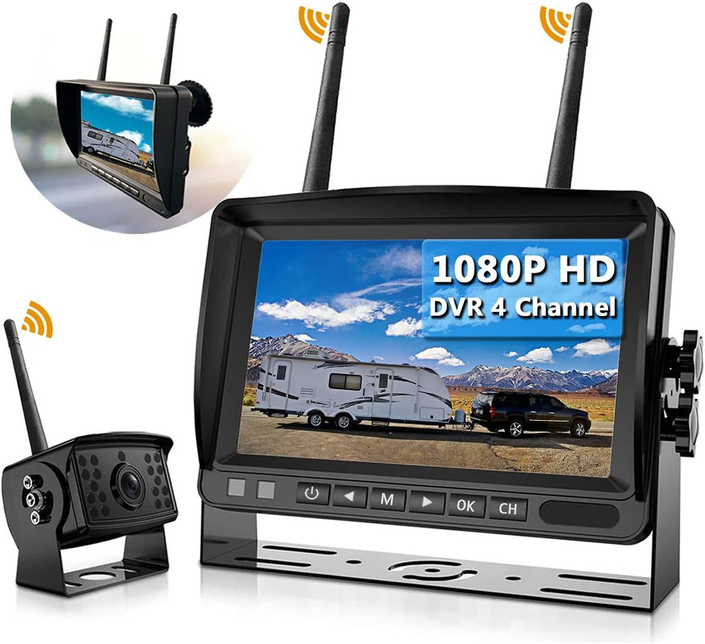 Wireless Backup Camera IP69 Waterproof 170° Wide View Angle HD 1080P with 7 Monitor D664529
