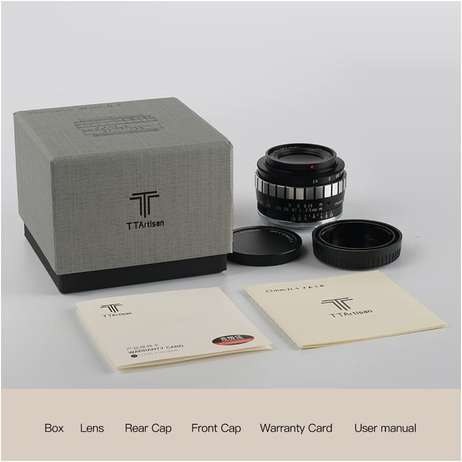23mm F1.4 APS-C Manual Focus Prime Lens MFT M4/3 Mount Black Silver Q2583