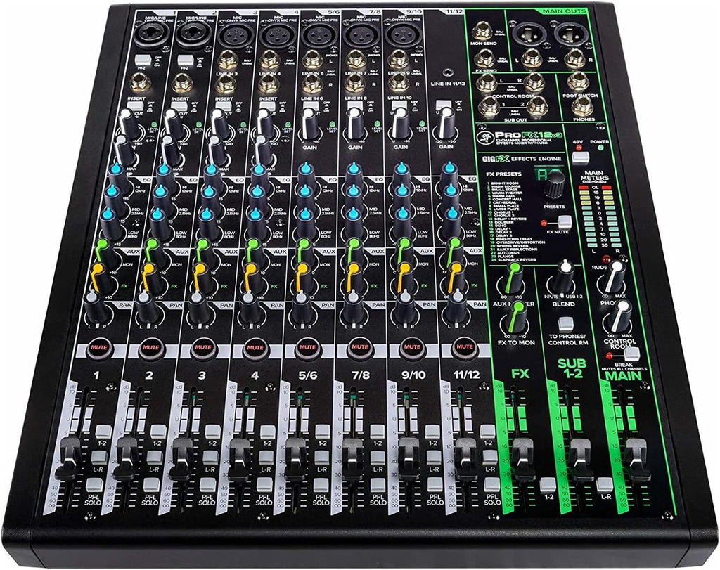 12-Channel Mixer with Headphone Amp, 4 XLR Cables, and 2 Breakout Cables Bundle Q394