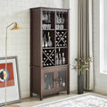 Mahogany Bar Cabinet Bookshelf with Wire Mesh Doors L4106