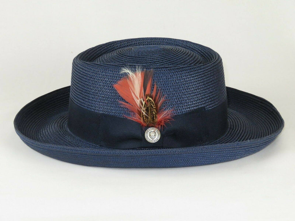 Navy Blue Straw Hat J5247