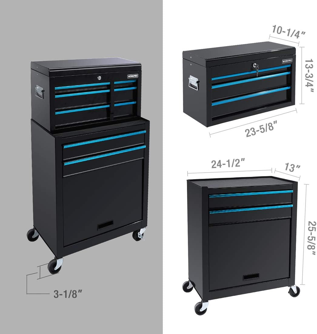 5 Drawer Rolling Metal Tool Chest H1570