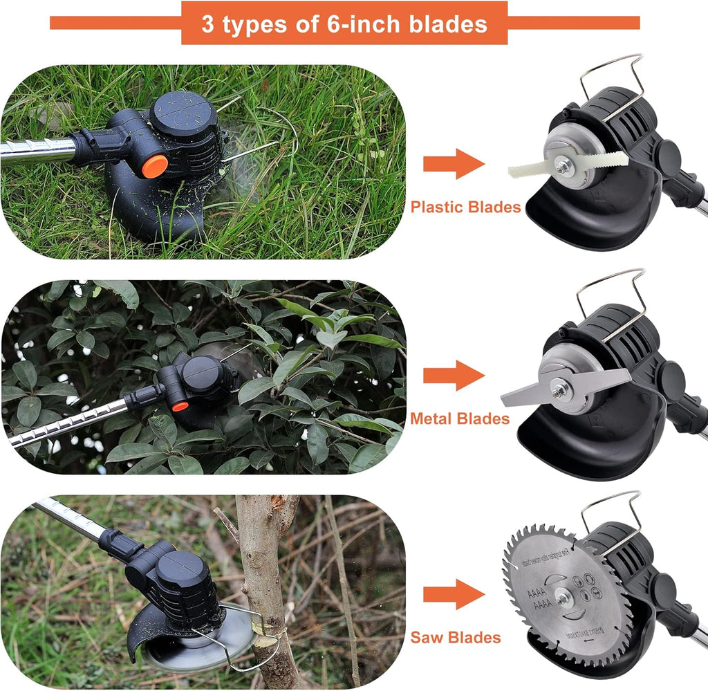 Cordless Metal Weed Eater Brush Cutter 3 Cutting Capacity 2 Batteries S9712