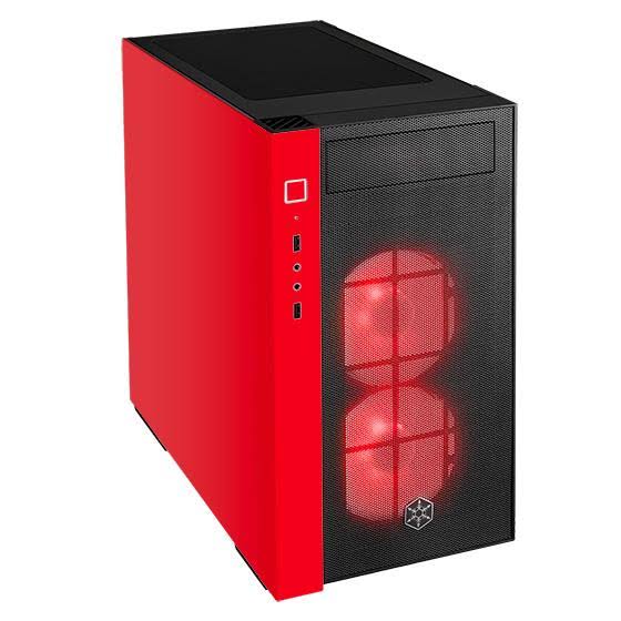 Micro-ATX Case with Tempered Glass Side Panel RGB Fans Black & Red A144