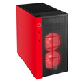 Micro-ATX Case with Tempered Glass Side Panel RGB Fans Black & Red A144