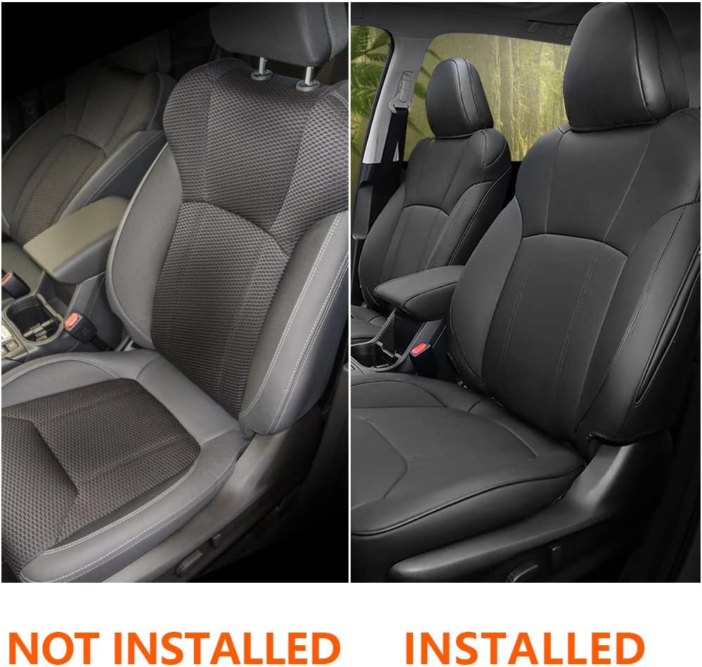 Faux Leather Car Seat Covers Full Set Black Y56608