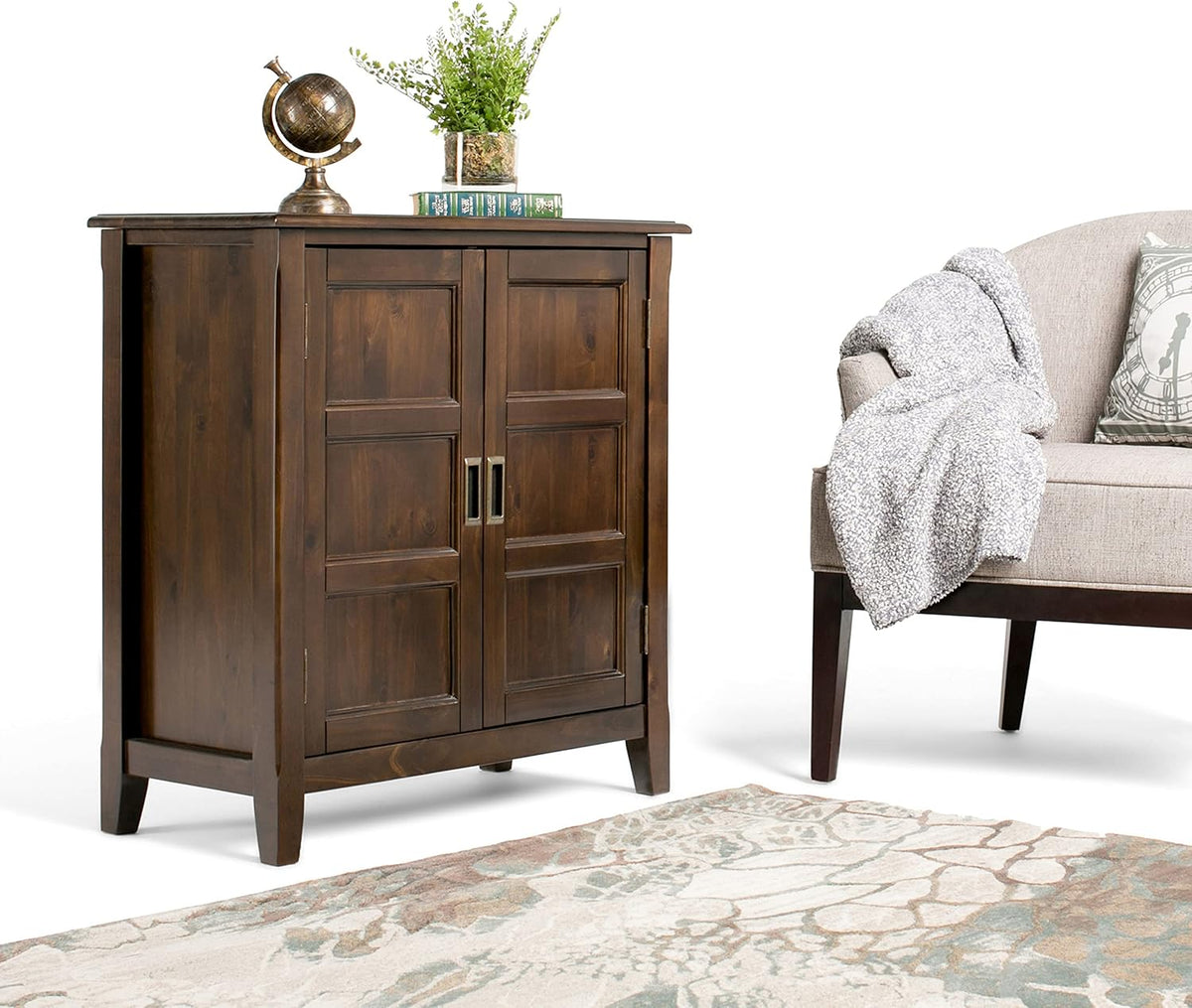 30 inch Wide Mahogany Brown Storage Cabinet with 2 Doors C9098