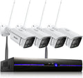 Wireless Security Camera System with Floodlight, 2K Outdoor WiFi Surveillance Set 8CH NVR + 4X 1296P IP Cam, Color Night Vision Q641