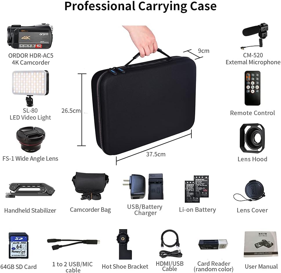 4K Video Camera Camcorder with 12x Optical Zoom Z7098