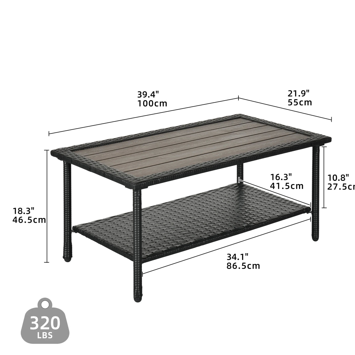 Black Wicker Coffee Table N9957