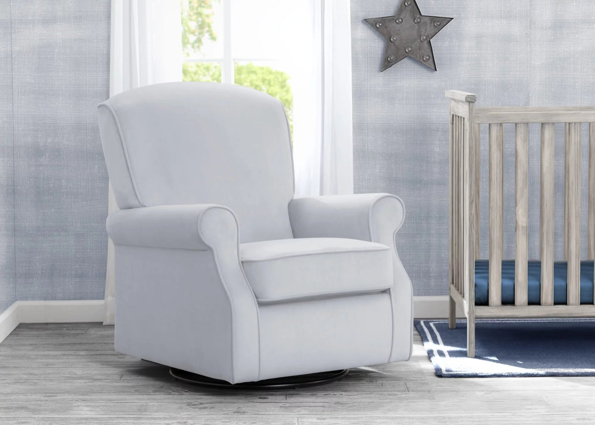 Dolphin Grey Velvet Swivel Rocker Chair N897850