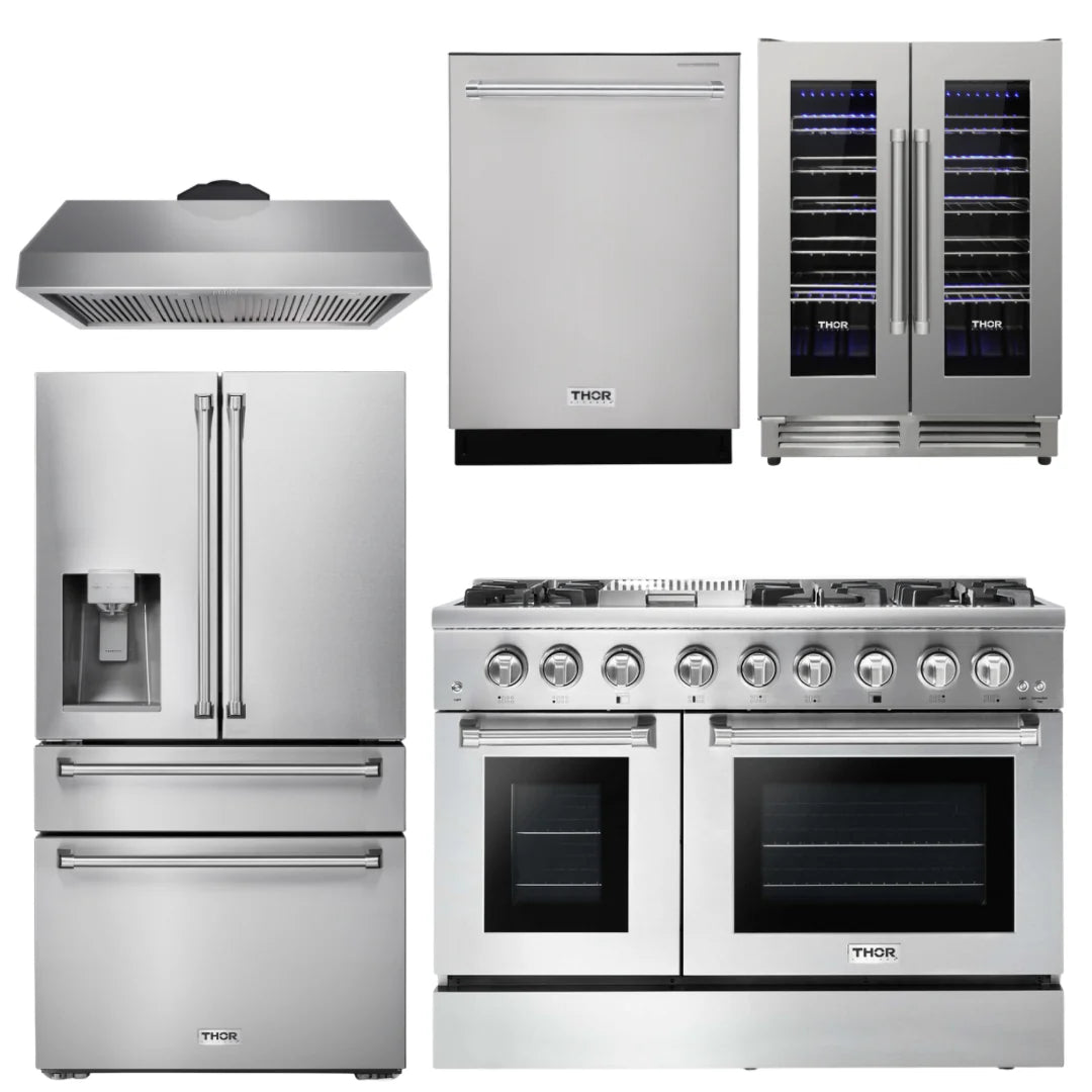 48 Dual Fuel Range, Range Hood, Refrigerator, Dishwasher, Wine Cooler J3140