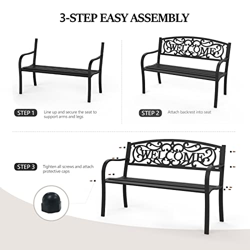 Black Metal Outdoor Bench B1559