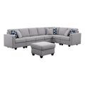 Light Gray Reversible Fabric Sectional Sofa with Ottoman Y115