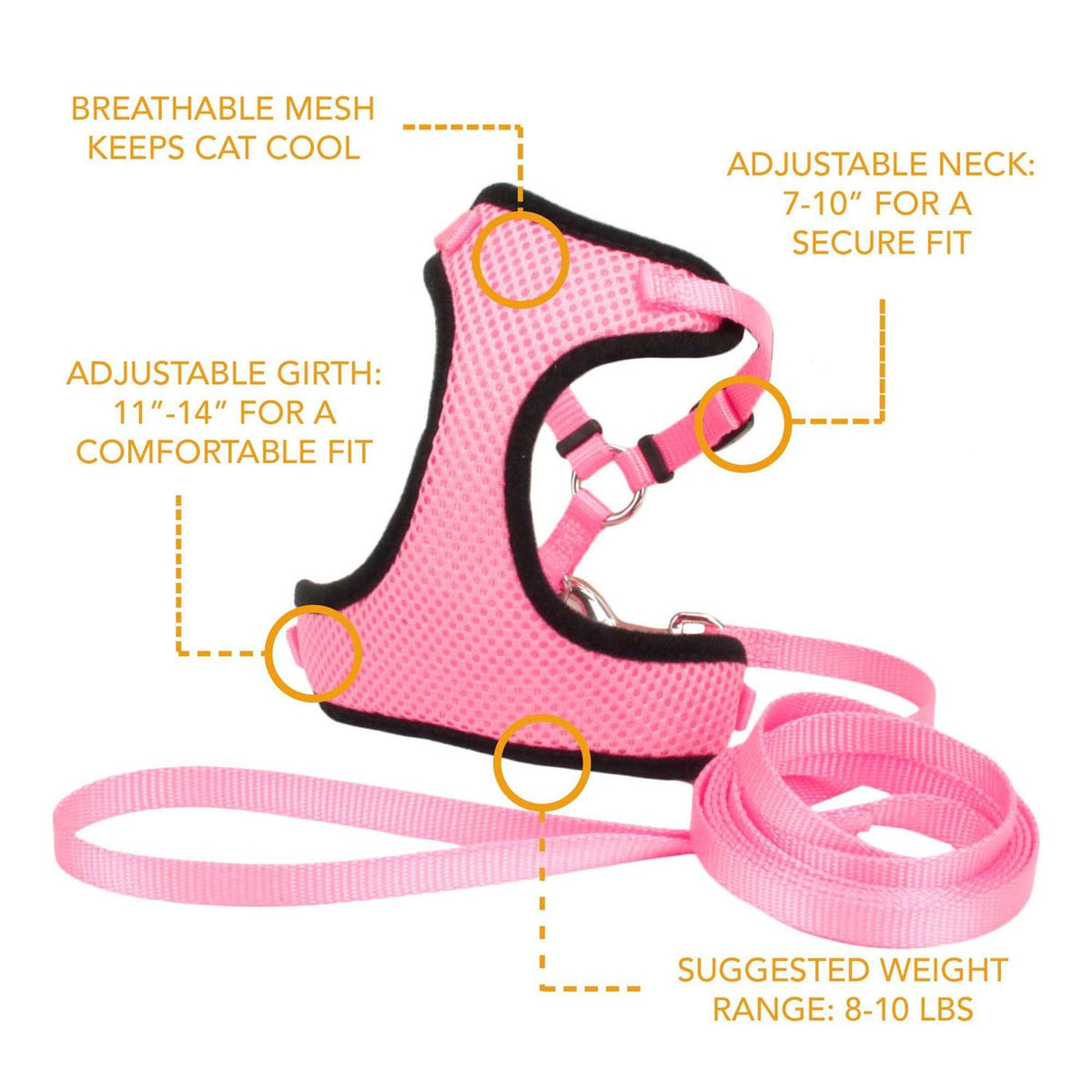 Adjustable Cat Harness with 6' Leash J320992
