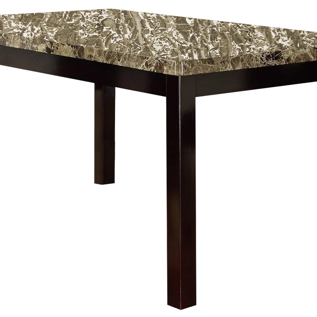 Brown Faux Marble & Pine Wood Dining Table S6041