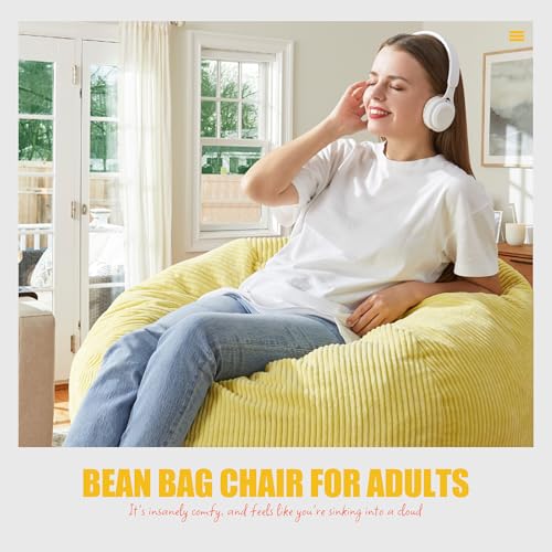 3.5FT Large Grey Bean Bag Chair with Filler and Removable Cover W321