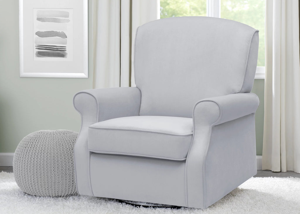 Dolphin Grey Velvet Swivel Rocker Chair N897850