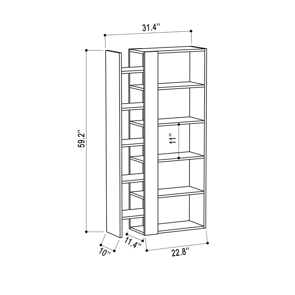 White Light Mocha Modern Bookcase P458