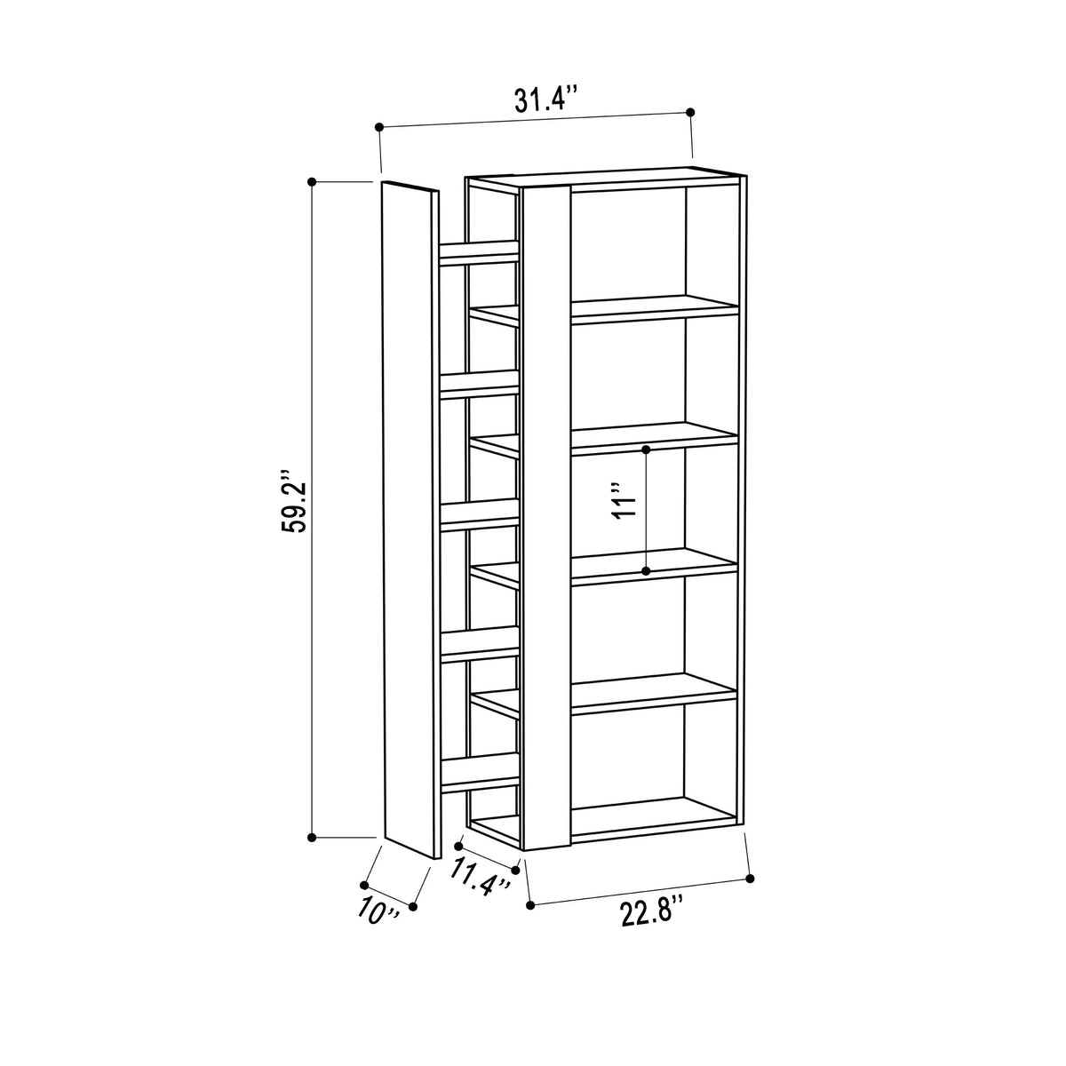 White Light Mocha Modern Bookcase P458