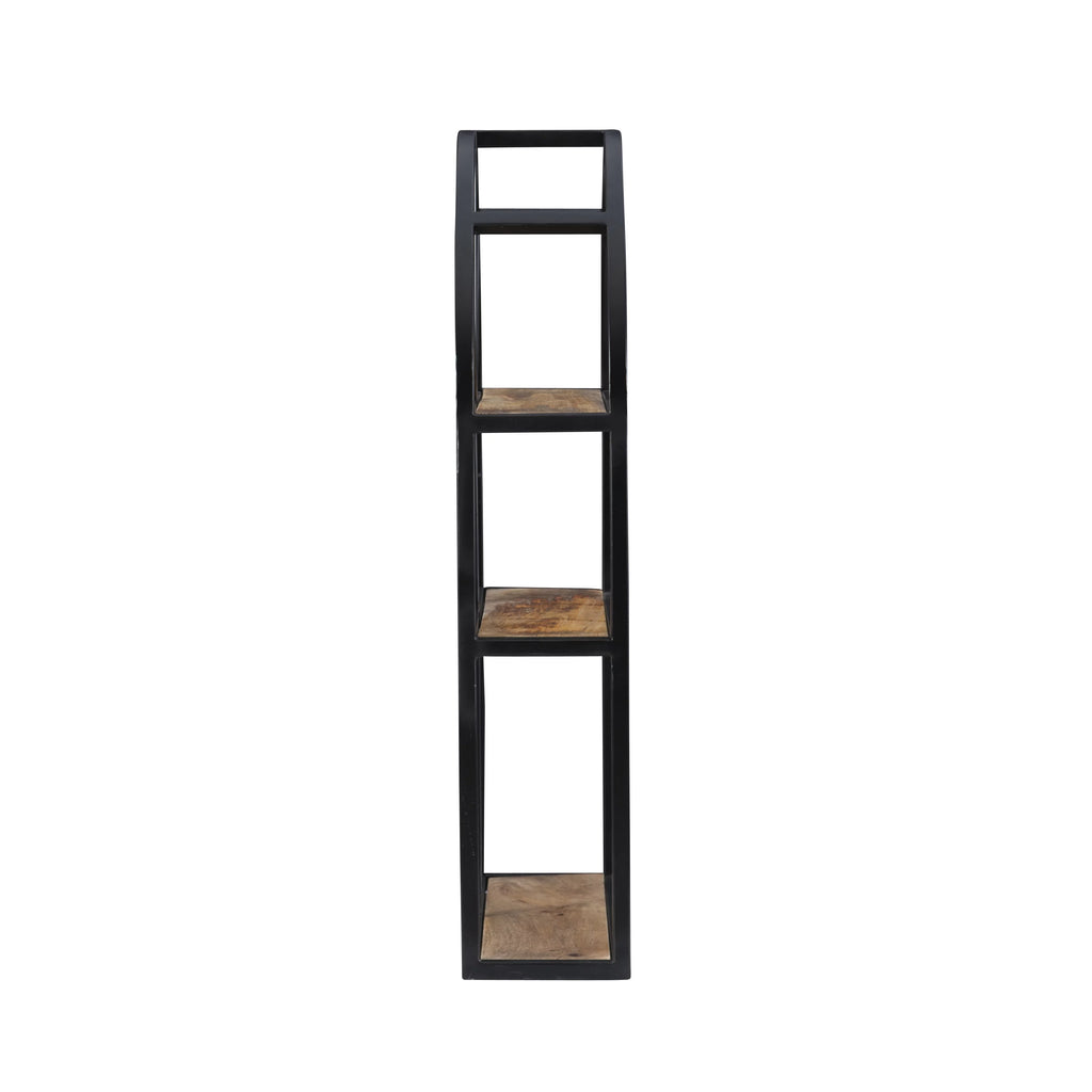 Black Metal Natural Mango Wood 3-Tier Wall Shelves L231