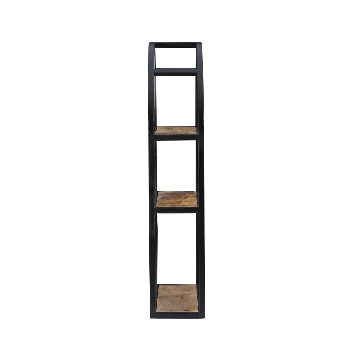 Black Metal Natural Mango Wood 3-Tier Wall Shelves L231