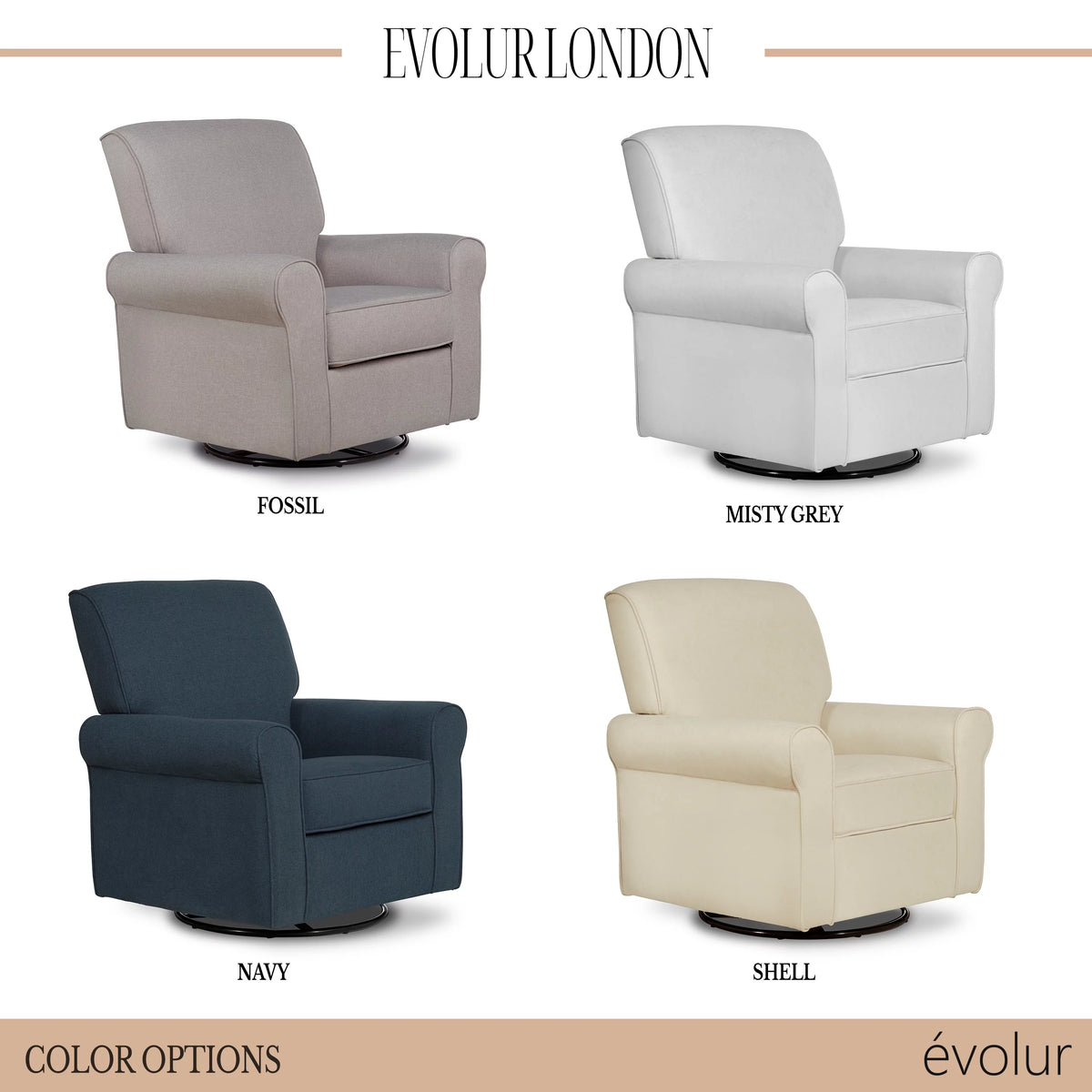 Gray Upholstered Swivel Glider B4819