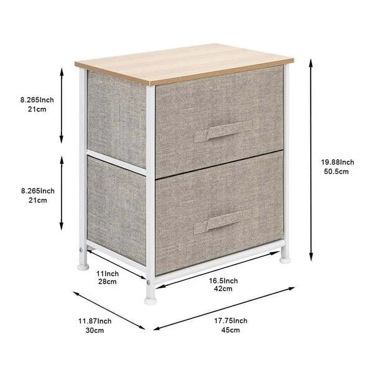 2 Drawer Fabric Nightstand O10664