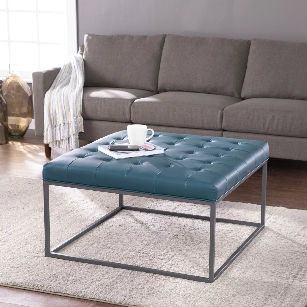 Blue Upholstered Cocktail Ottoman U4973