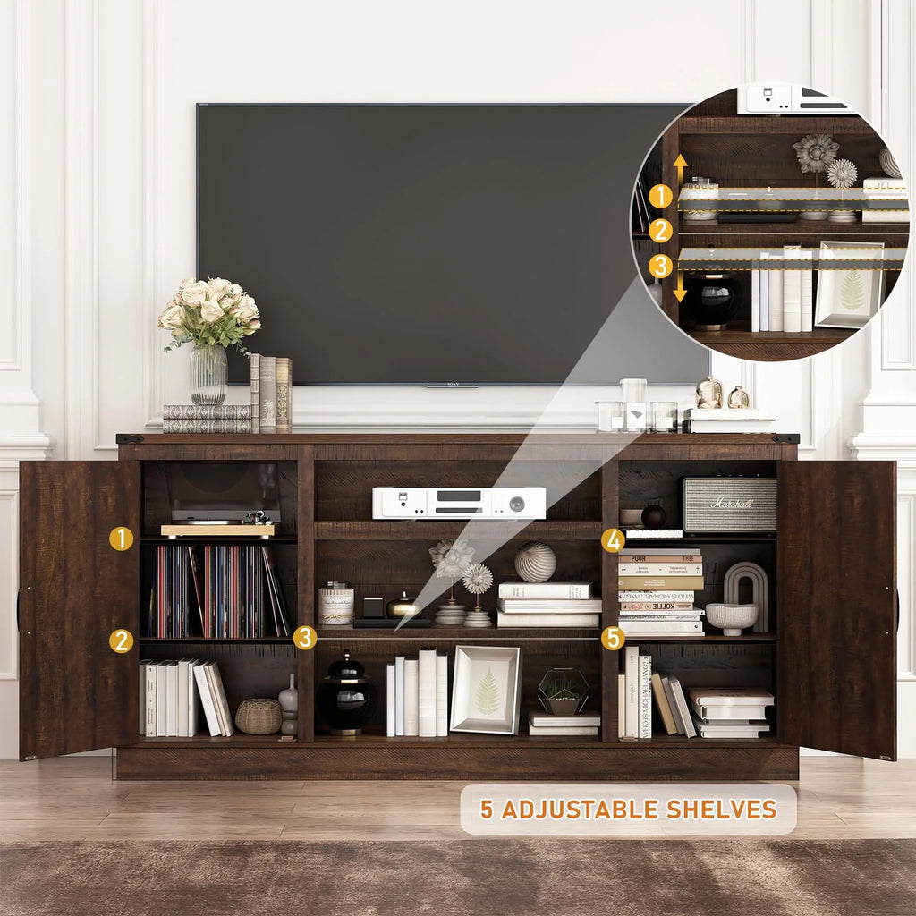 Farmhouse Barn Door TV Stand with Electric Fireplace L888