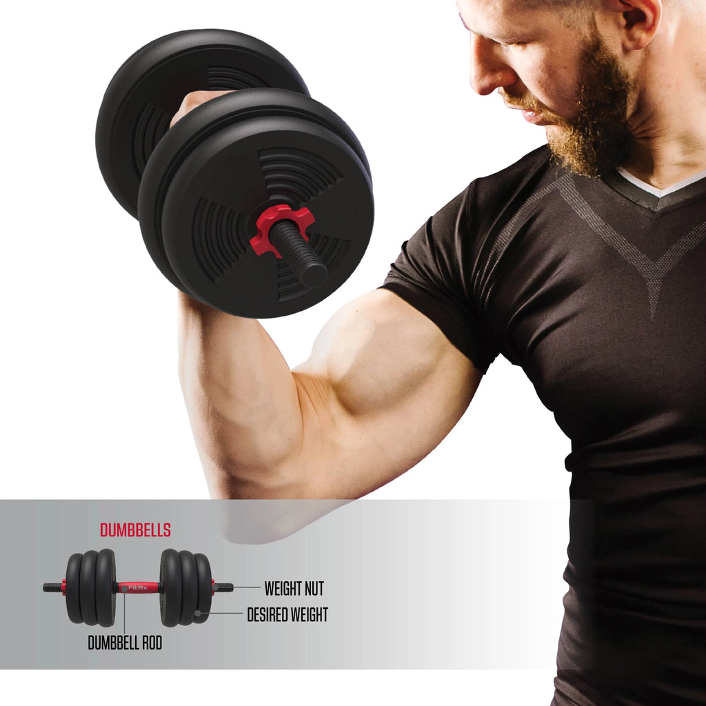 60 lbs Adjustable Dumbbell Barbell and Kettlebell Weight Set A529